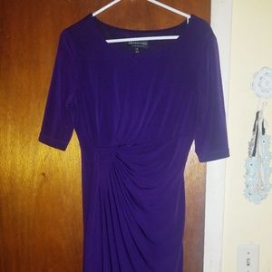 Connected plum colored midi length dress